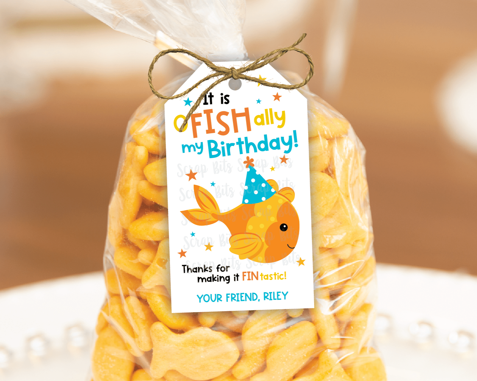 Goldfish Birthday Tags, Snack or Treat Bag Tags - Scrap Bits