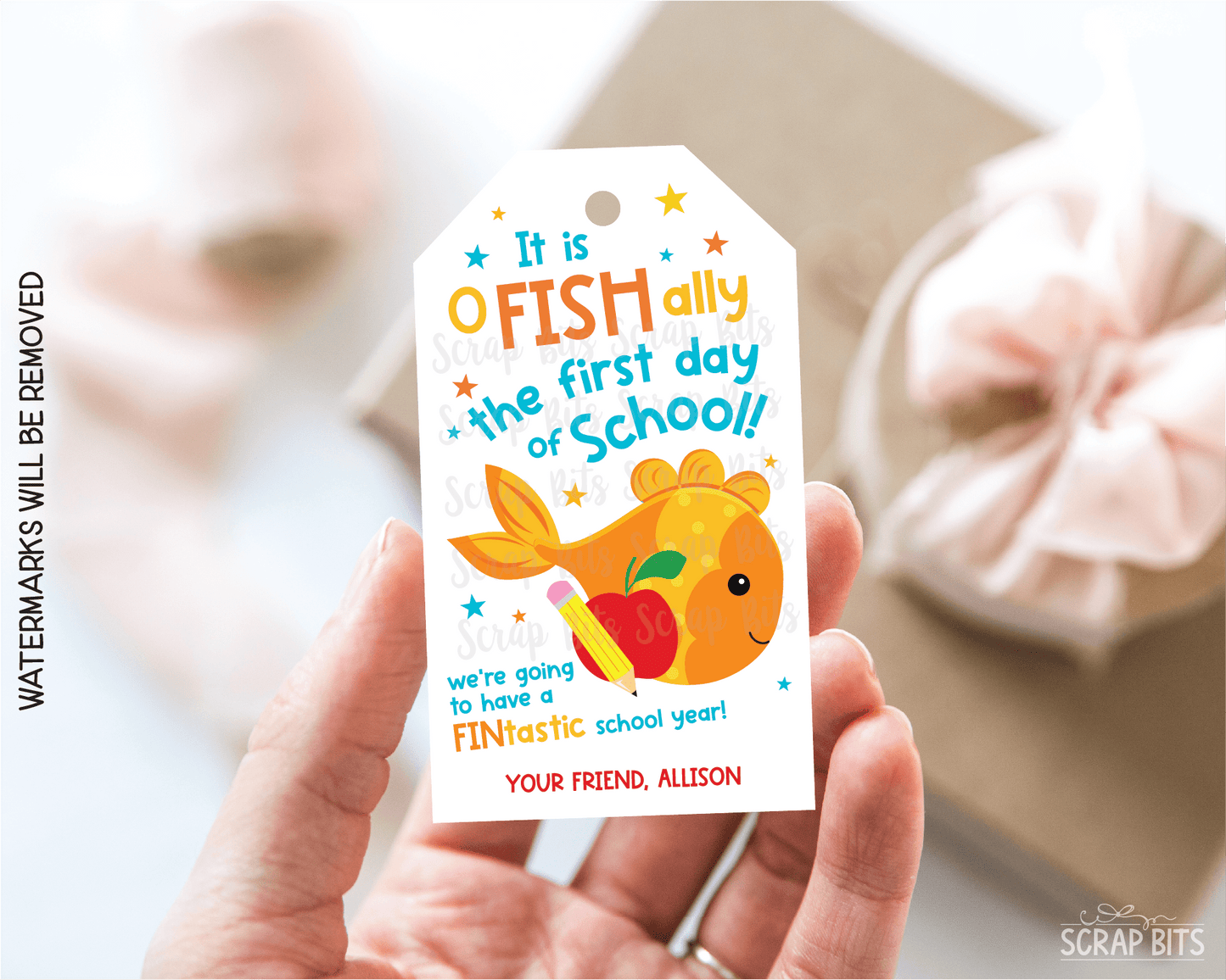 Goldfish Printable Back To School Gift Tags . Self Edit Instant Download - Scrap Bits
