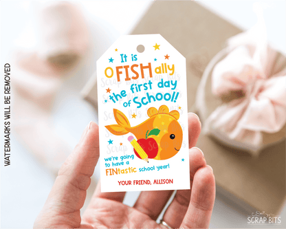 Goldfish Printable Back To School Gift Tags . Self Edit Instant Download - Scrap Bits