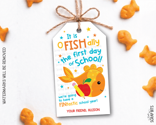 Goldfish Printable Back To School Gift Tags . Self Edit Instant Download - Scrap Bits