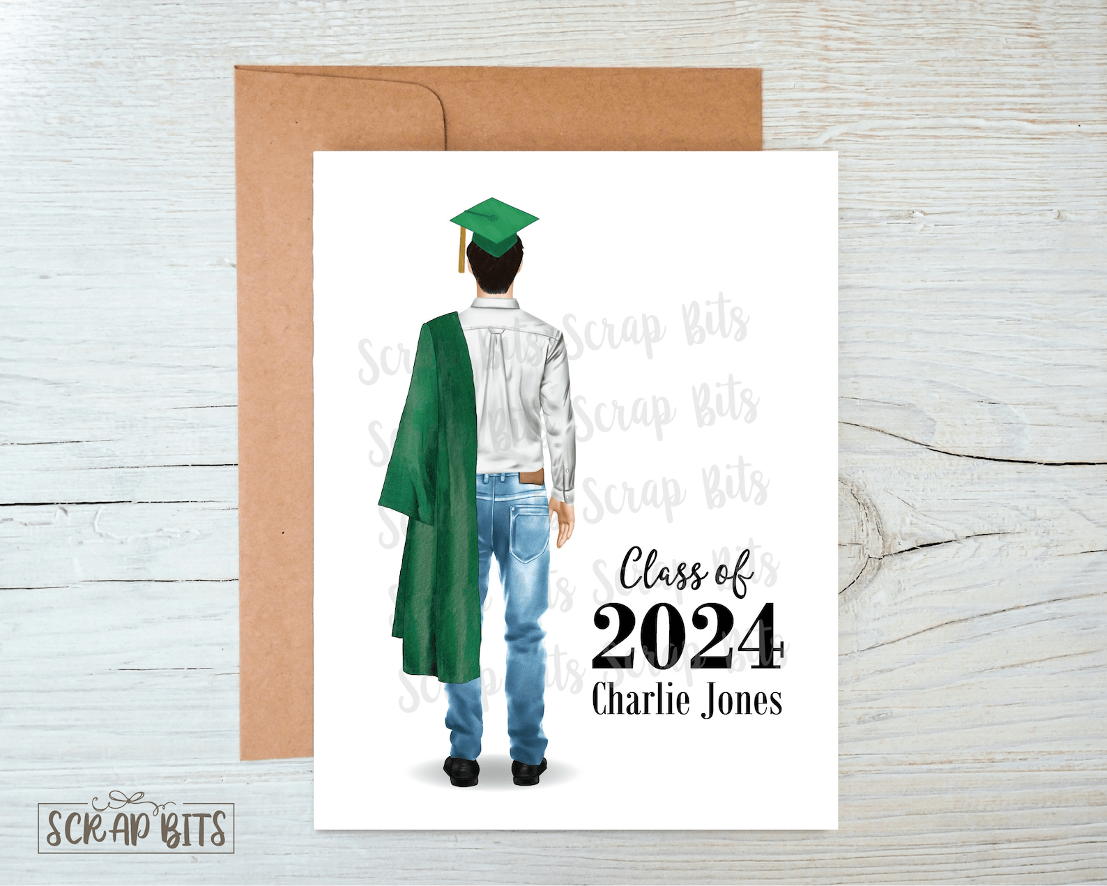 Personalized Graduation Potrait Card, Male Graduate Thank You Card – Scrap Bits