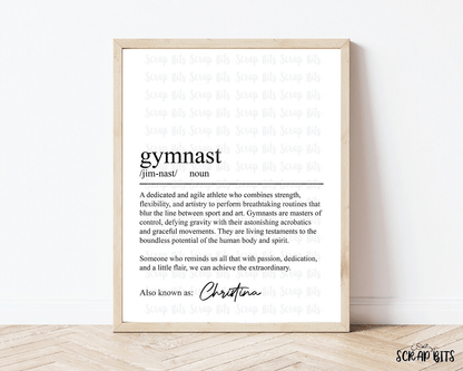 Gymnast Definition Print, Personalized Digital Wall Art . 5 Digital Print Sizes - Scrap Bits