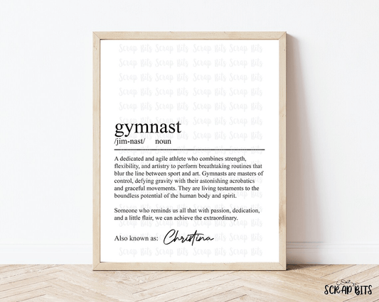 Gymnast Definition Print, Personalized Digital Wall Art . 5 Digital Print Sizes - Scrap Bits