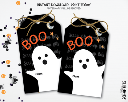 Halloween Ghost Tags, Classic Boo Tags, Printable Halloween Tags, Instant Download - Scrap Bits
