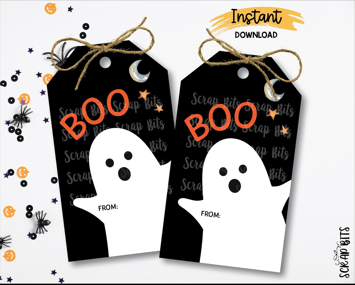 Halloween Ghost Tags, Classic Boo Tags, Printable Halloween Tags, Instant Download - Scrap Bits