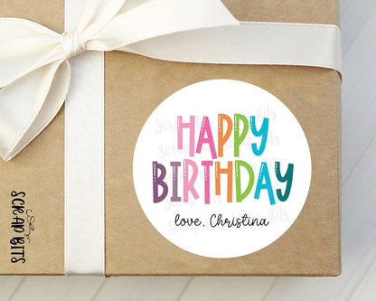 Happy Birthday Gift Stickers, Bouncy Rainbow - Scrap Bits