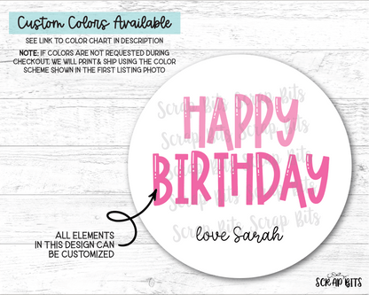 Happy Birthday Gift Stickers, Bouncy Rainbow - Scrap Bits
