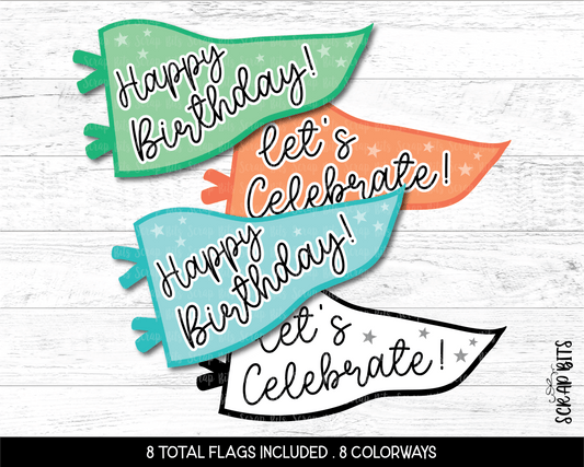 Happy Birthday Printable Pennant Flags Bundle, Let's Celebrate . Instant Download - Scrap Bits