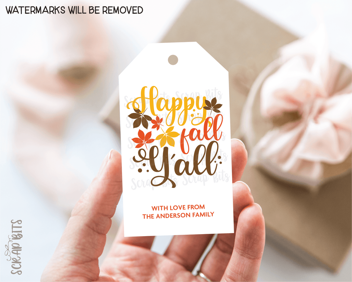 Fall Graphics Tags Happy Fall Scatter Leaves Tags . Personalized Autumn Gift Tags – Scrap Bits