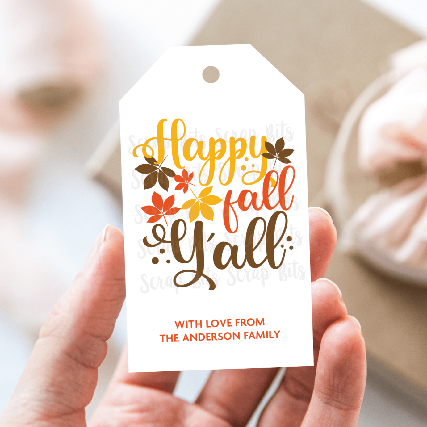 Happy Fall Scatter Leaves Tags . Personalized Autumn Gift Tags - Scrap Bits