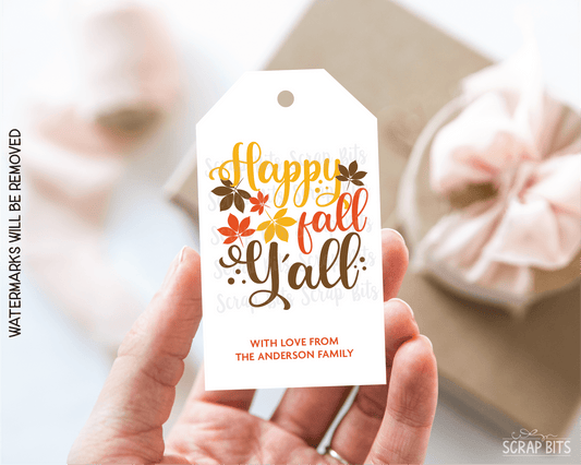 Happy Fall Scatter Leaves Tags . Personalized Autumn Gift Tags - Scrap Bits
