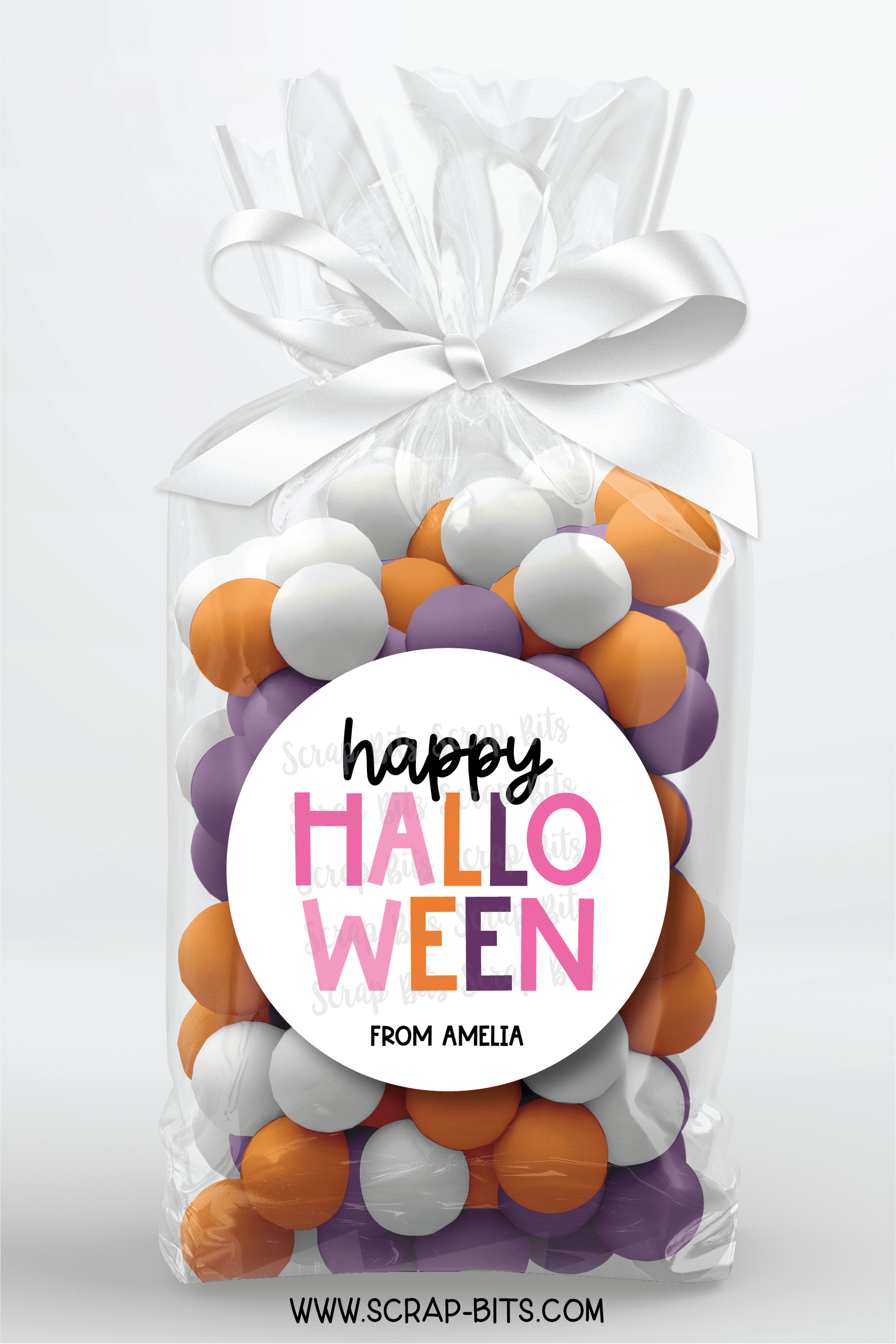 Happy Halloween Stickers Playful Lettering, Halloween Treat Labels or Tags - Scrap Bits