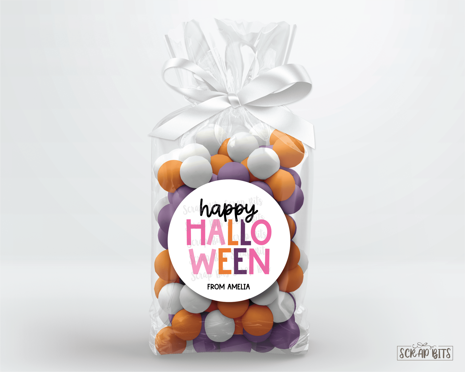 Happy Halloween Stickers Playful Lettering, Halloween Treat Labels or Tags - Scrap Bits