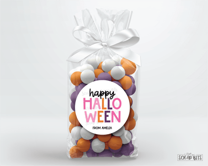 Happy Halloween Stickers Playful Lettering, Halloween Treat Labels or Tags - Scrap Bits