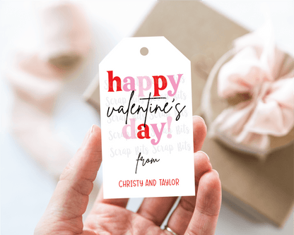 Happy Valentine's Day, Funky Lettering, Personalized Valentine Gift Tags - Scrap Bits