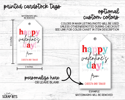Happy Valentine's Day, Funky Lettering, Personalized Valentine Gift Tags - Scrap Bits