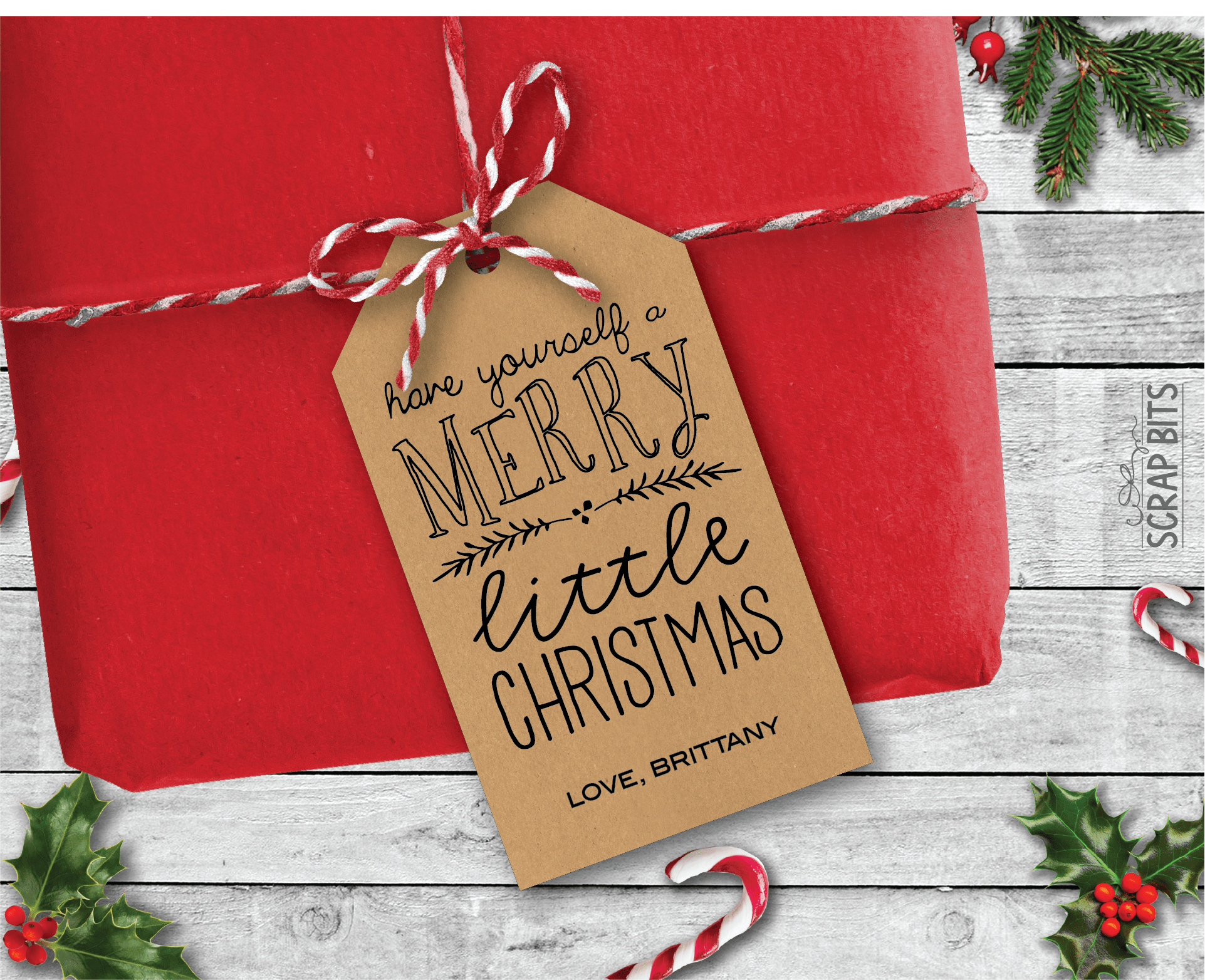 Have Yourself A Merry Little Christmas, Personalized Kraft Christmas Gift Tags - Scrap Bits