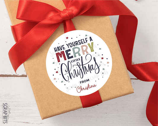 Have Yourself A Merry Little Christmas Stickers or Tags . Christmas Gift Labels - Scrap Bits
