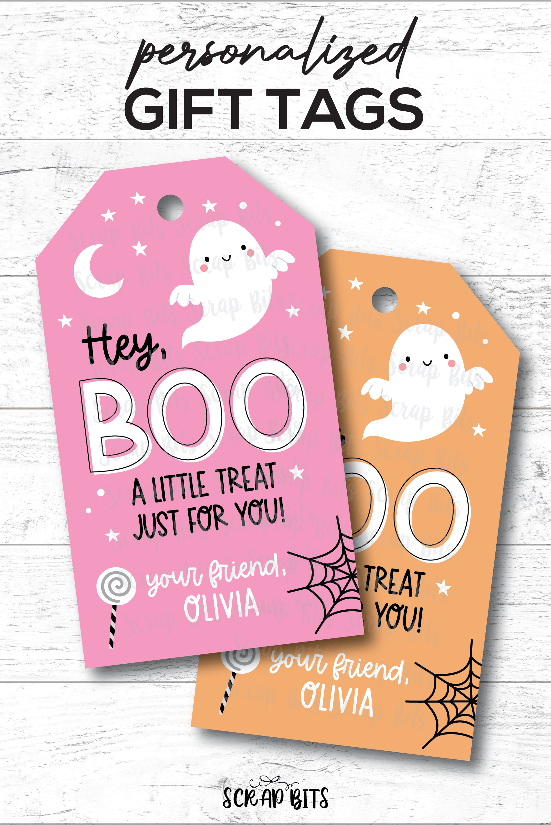 Hey Boo Printable Halloween Ghost Tags . Instant Download Editable Template - Scrap Bits