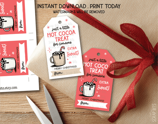 Hot Cocoa Treat For Someone Sweet, Printable Christmas Gift Tags . Instant Download - Scrap Bits