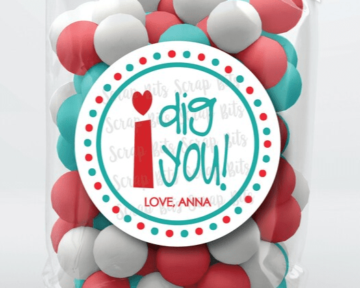 I Dig You Typography Valentine Gift Labels, Valentine's Day Stickers or Tags - Scrap Bits