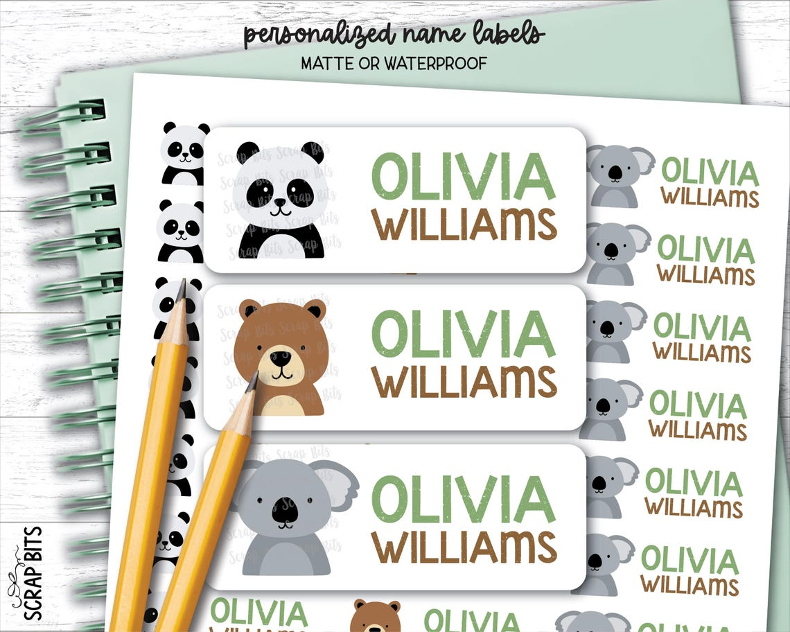 Woodland Bears Name Labels, Personalized Belonging Labels