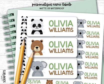 Woodland Bears Name Labels, Personalized Belonging Labels