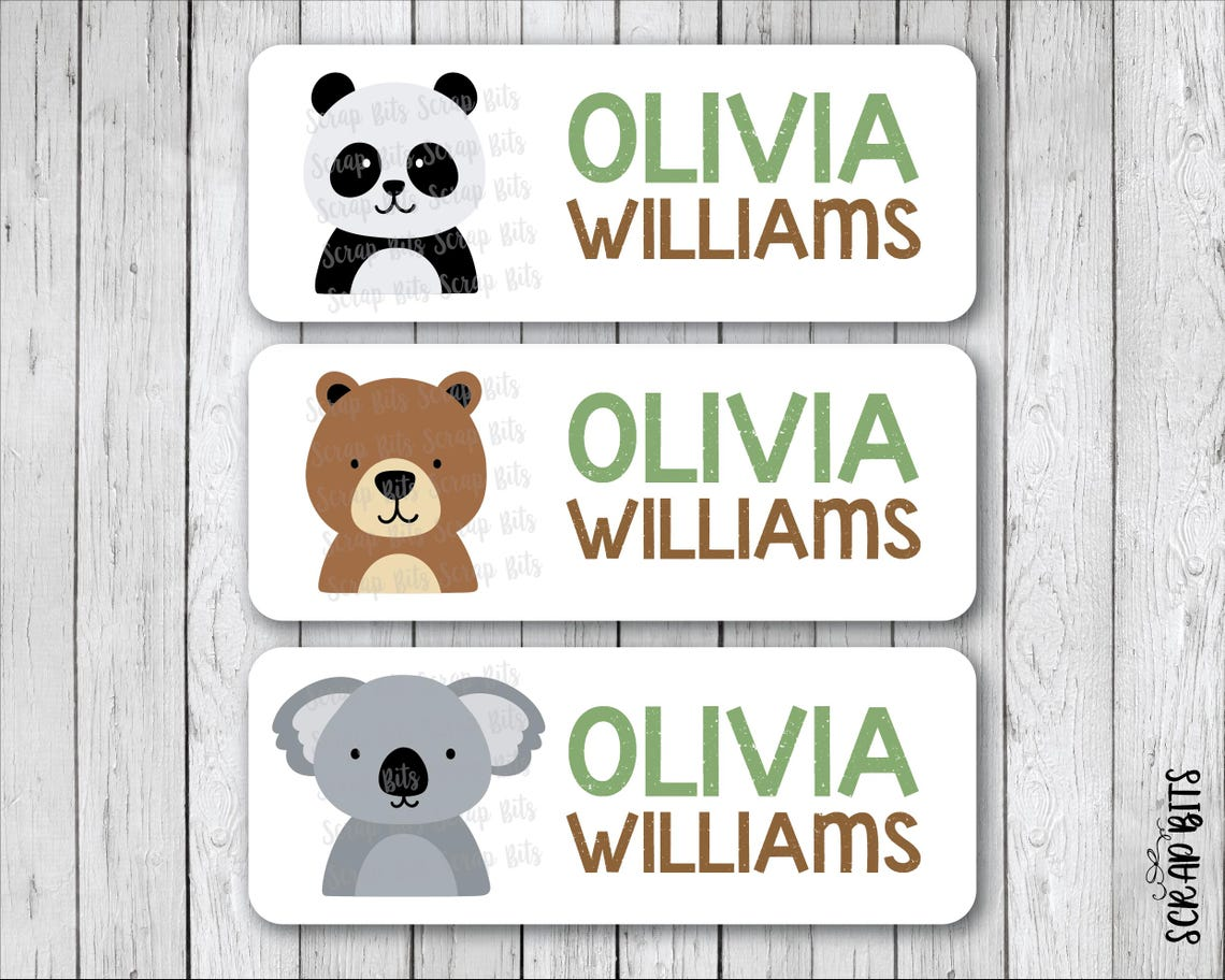 Woodland Bears Name Labels, Personalized Belonging Labels