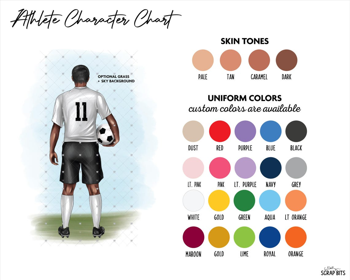 Soccer (Male) Portrait Print, Custom Digital Drawing