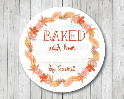 Wreath of Leaves Fall Baking Labels or Tags, Fall Kitchen Labels