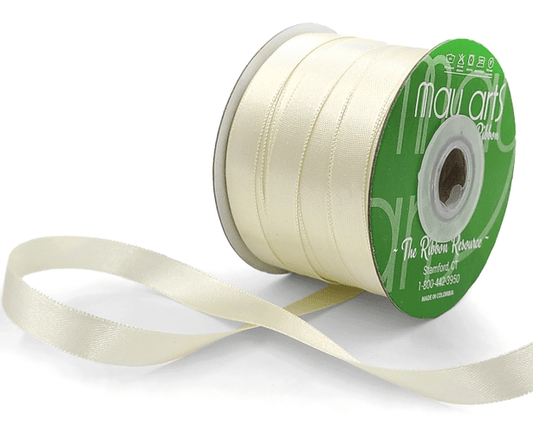 Ivory Luster Double Face Satin Ribbon. 5 yards (15 feet) . 1/2" inch, 13mm - Scrap Bits