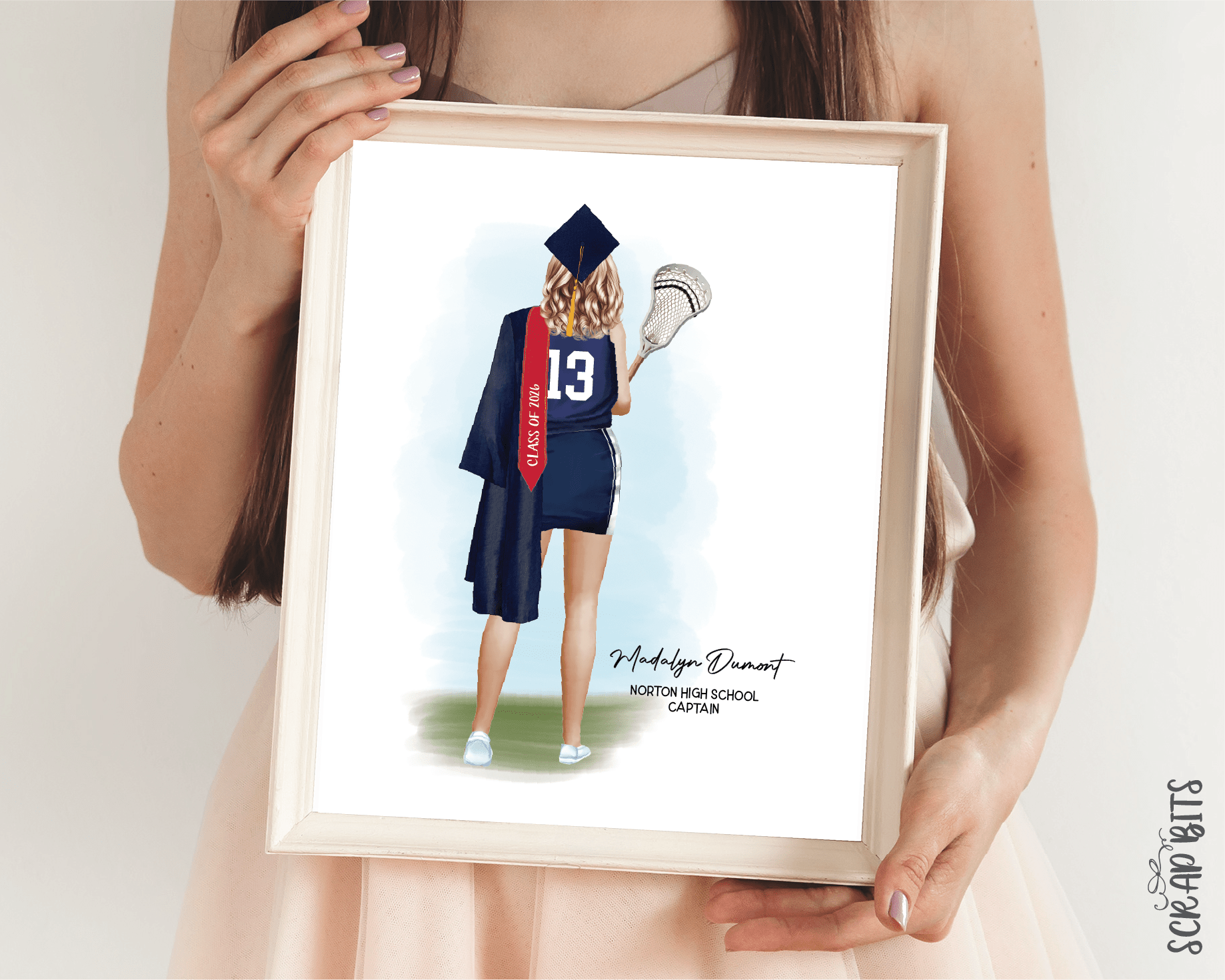 Lacrosse (Female) Graduation Portrait Print, Custom Gift for Senior, Digital Download - Scrap Bits