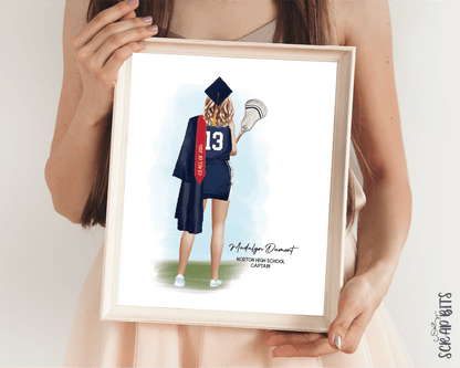 Lacrosse (Female) Graduation Portrait Print, Custom Gift for Senior, Digital Download - Scrap Bits