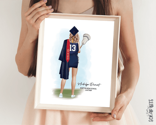 Lacrosse (Female) Graduation Portrait Print, Custom Gift for Senior, Digital Download - Scrap Bits