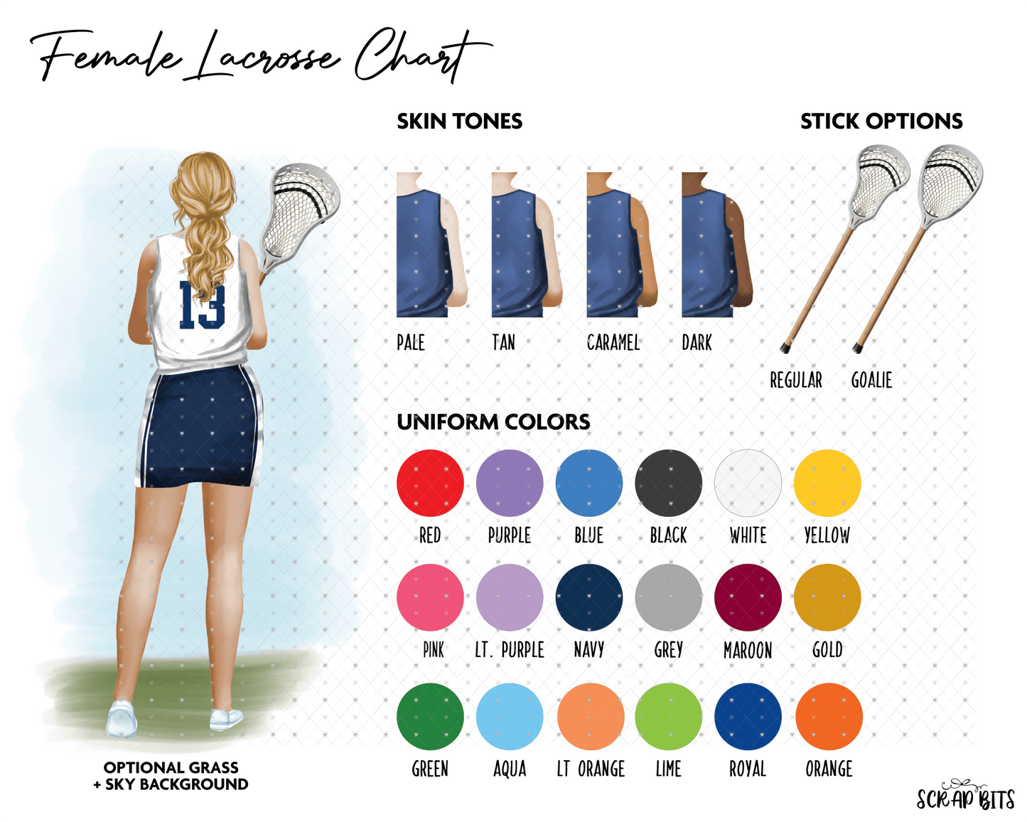 Lacrosse (Female) Graduation Portrait Print, Custom Gift for Senior, Digital Download - Scrap Bits