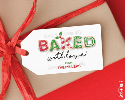 Letter Cookies Baked With Love, Printable Christmas Gift Tags or Baking Labels . Instant Download Editable Template - Scrap Bits
