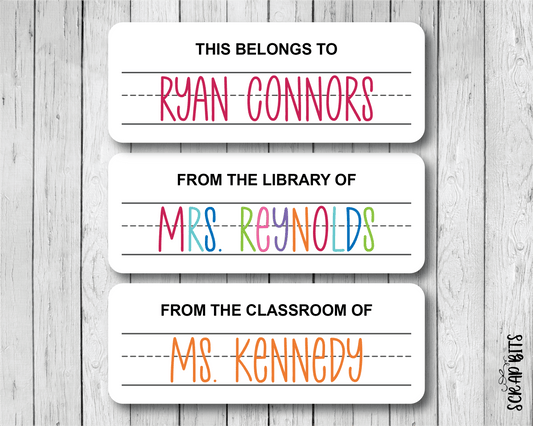 Lettering Practice Name Labels, Personalized Belonging Labels - Scrap Bits