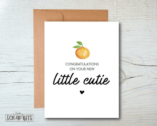 Little Cutie Congratulations Card, New Baby Card - Scrap Bits