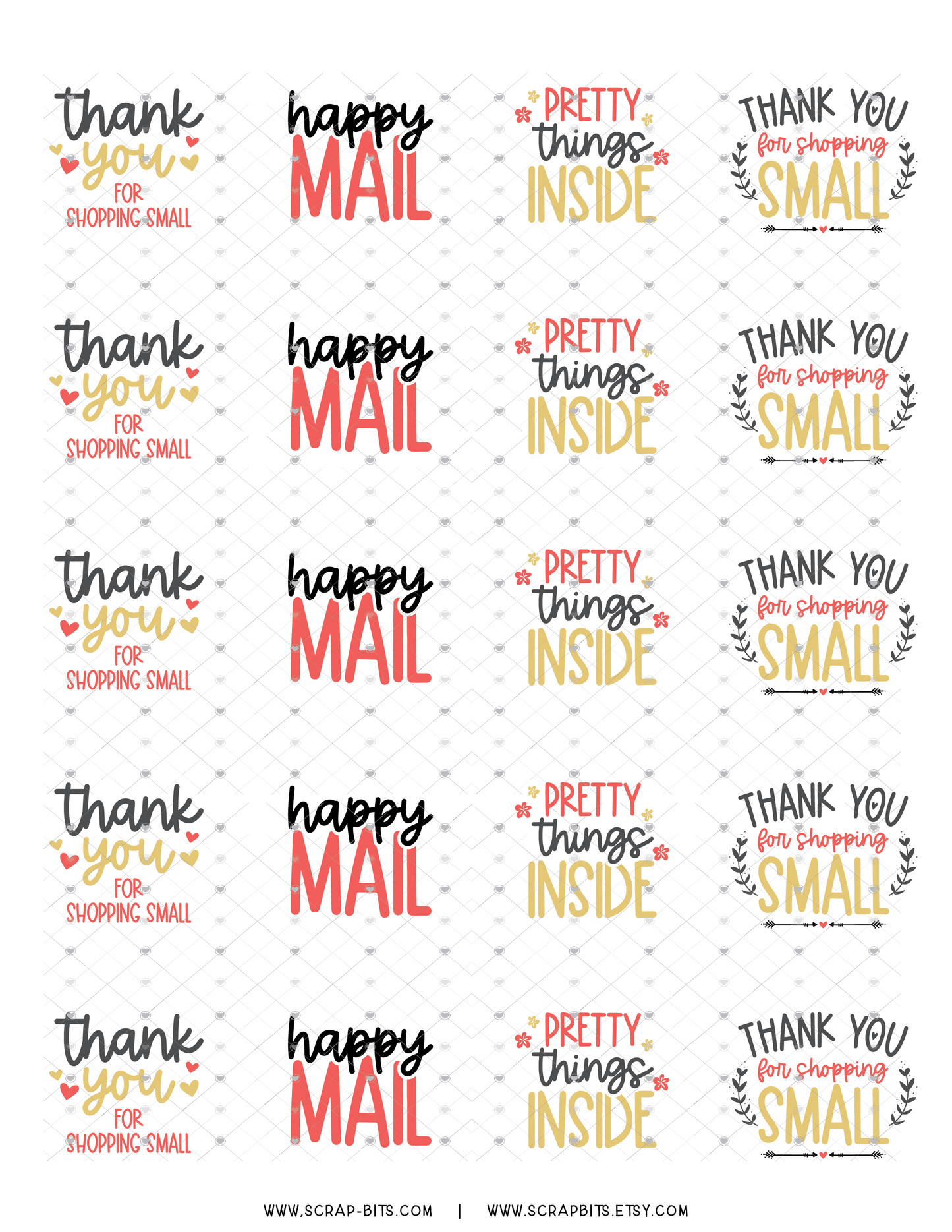 Made With Love Small Business Sticker Set, Cute Packaging Labels, Red + Gold 002a - Scrap Bits