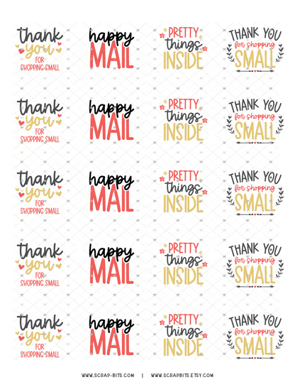 Made With Love Small Business Sticker Set, Cute Packaging Labels, Red + Gold 002a - Scrap Bits