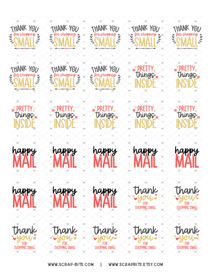 Made With Love Small Business Sticker Set, Cute Packaging Labels, Red + Gold 002a - Scrap Bits