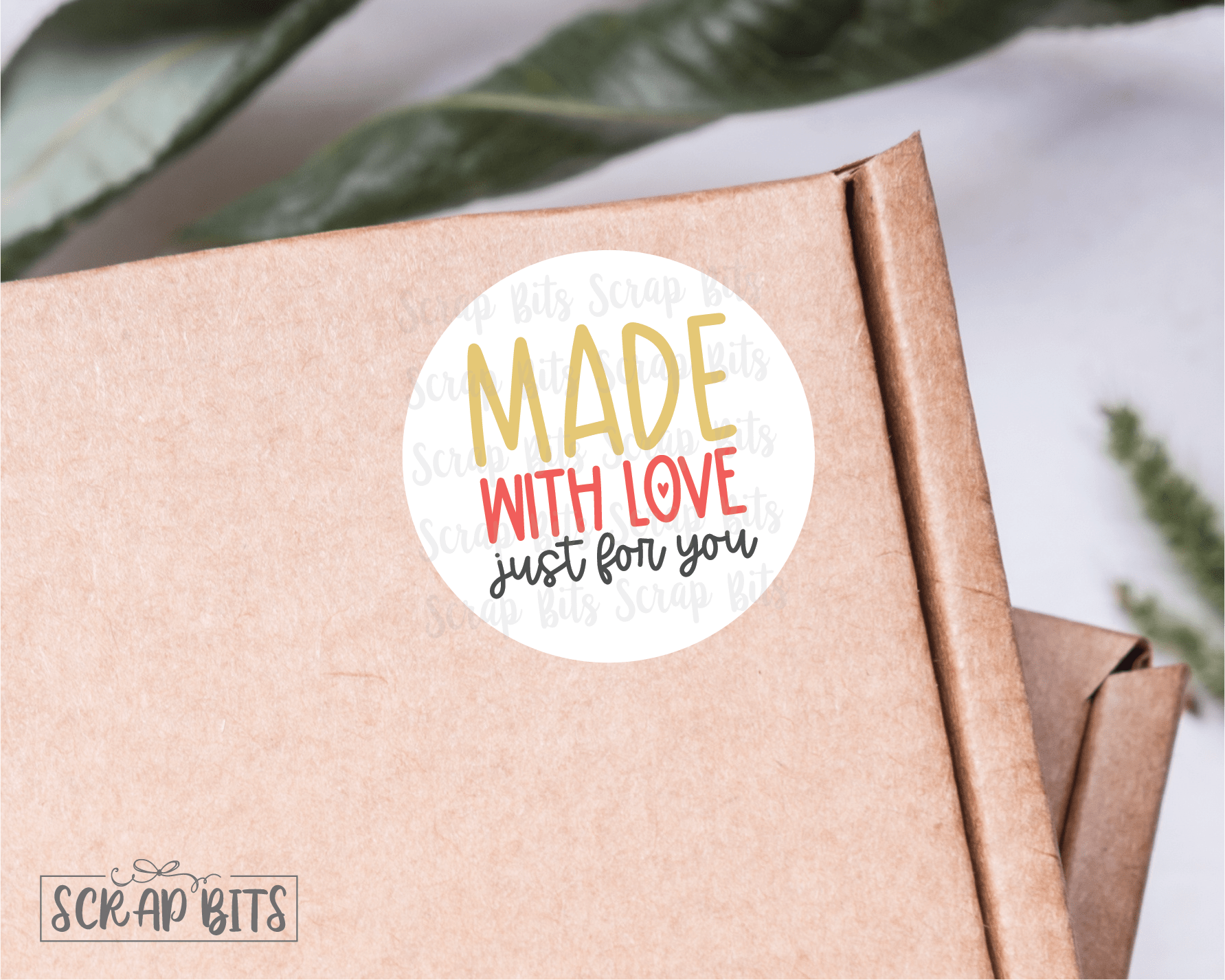 Made With Love Small Business Sticker Set, Cute Packaging Labels, Red + Gold 002a - Scrap Bits