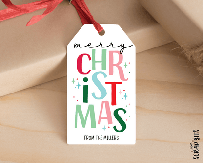 Merry Christmas Stacked, Personalized Christmas Gift Tags - Scrap Bits