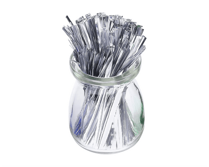 Metallic Silver Twist Ties - Scrap Bits