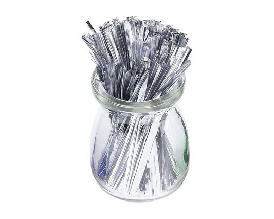Metallic Silver Twist Ties - Scrap Bits
