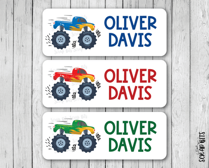 Monster Truck Name Labels . Personalized Belonging Labels - Scrap Bits