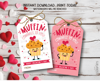 Muffin Valentine Tags, Muffin Compares To You, Printable Appreciation Tags, Instant Download - Scrap Bits