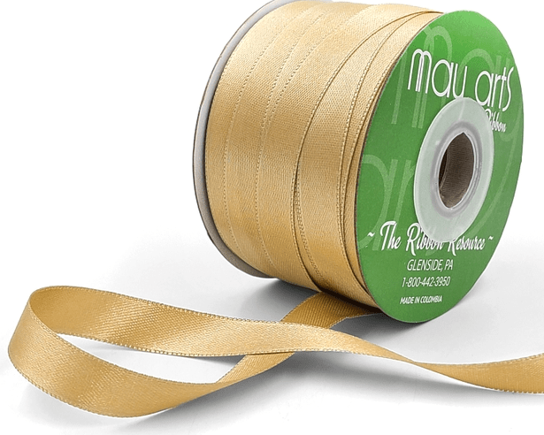 New Gold Luster Double Face Satin Ribbon. 5 yards (15 feet) . 1/2" inch, 13mm - Scrap Bits