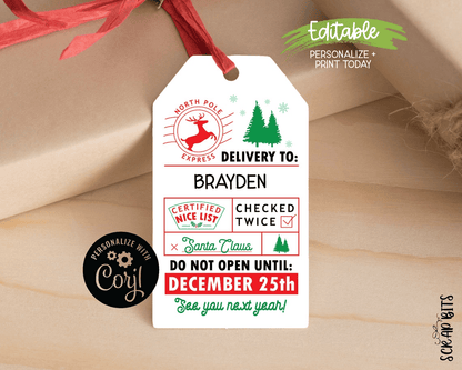 North Pole Do Not Open Until Tags, Printable From Santa Christmas Gift Labels . Instant Download Editable Template - Scrap Bits