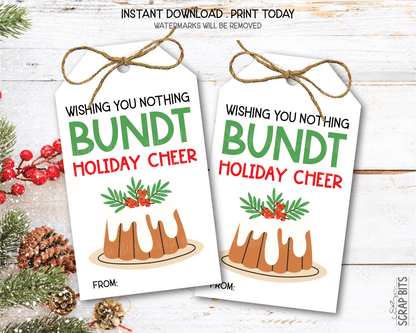 Nothing Bundt Holiday Cheer, Christmas Gift Tags, Instant Download - Scrap Bits